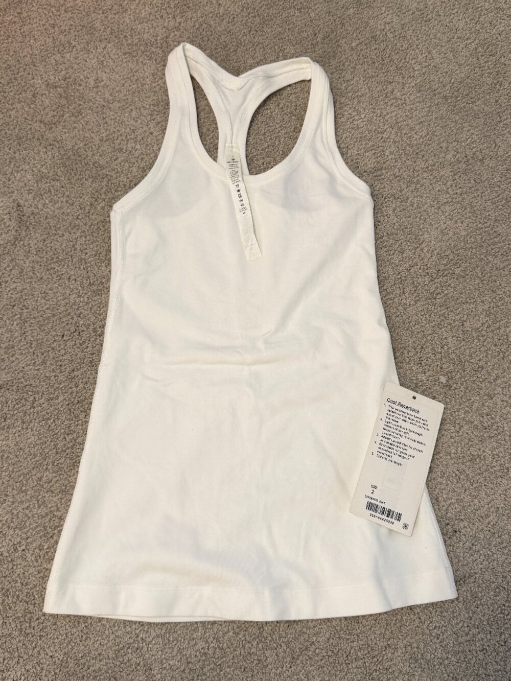 NWT Lululemon White Cool Racerback Tank Size 2